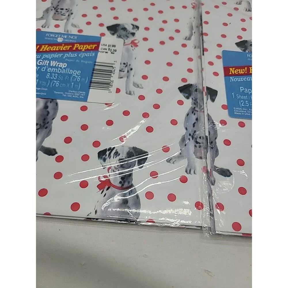 2 Vintage Gift Wrap Dalmatian Puppies American Greetings Forget Me Not